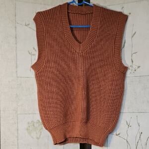 Hand Crafted Brown V-Neck Sweater Vest